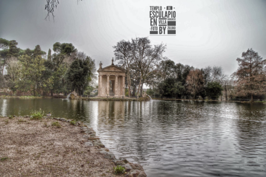 Lago y templo de Esculapio en el parque de Villa Borghese, foto por dicky del hoyo