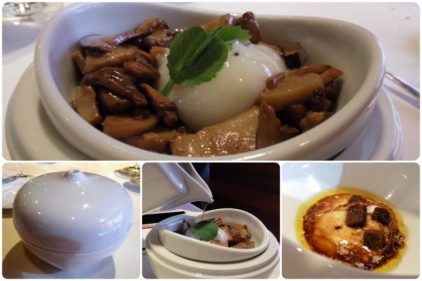 Hongos, huevo, caldo y royal de foie, delicia en Aizian (fotos: Cuchillo)