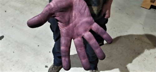 La mano de Oxer Bastegieta en época de vinificación (foto: Cuchillo)