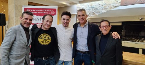 Ladi Juan, Igor Pérignon, Javier Sanz, Óscar Juan y Zacarías Alonza, propietario de La Parrilla y Hotel Bedunia 